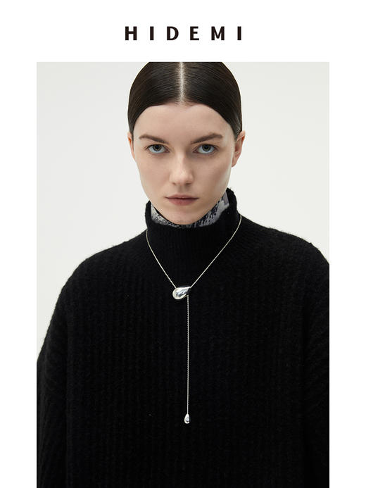 HIDEMI 骆马毛经典立领廓形厚款开衩袖设计感大毛衣 商品图4