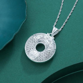 子佩集S990银【沁竹】花丝吊坠【QFDZ020】(不含链)花丝平安扣2111