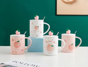 恒度马克杯水蜜桃HD-3135可爱水果杯创意卡通女学生高颜值ins陶瓷咖啡早餐杯子