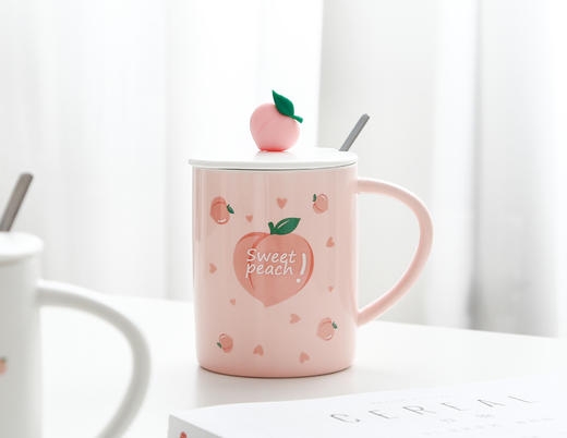 恒度马克杯水蜜桃HD-3135可爱水果杯创意卡通女学生高颜值ins陶瓷咖啡早餐杯子 商品图2