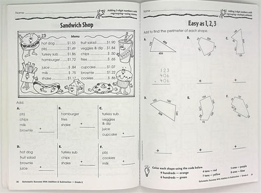 二年级学乐英语练习册4册 英文原版 Scholastic Success with Grammar Writing 语法 写作 数学 学乐成功系列家庭练习册 商品图3