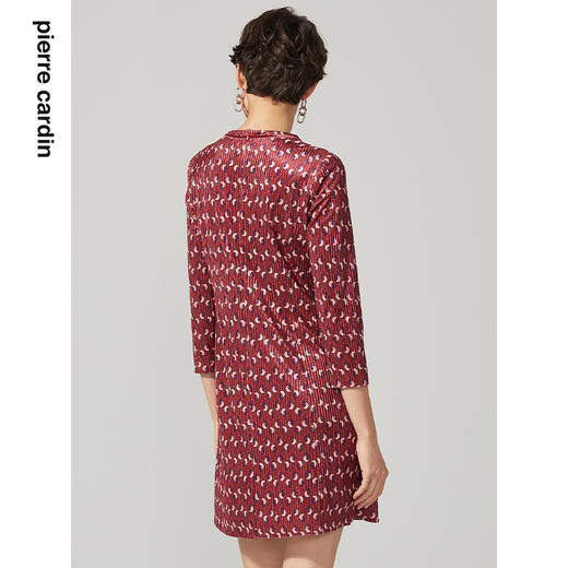 皮尔卡丹女装冬季新款红色圆领系带波点连衣裙A字裙P94DL25R3
 商品图2