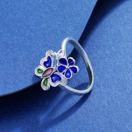 子佩集S990银【花下蝶】戒指【MXJZ001】花丝珐琅彩蝴蝶2111 商品图1