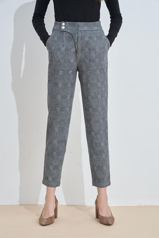 时尚复古格纹小直筒裤修身显瘦29185 商品图3