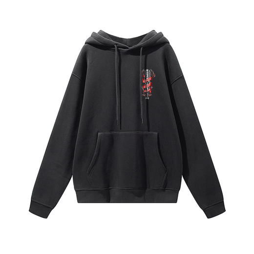 潮流机车风欧美复古车零件图案印花宽松抓绒卫衣带帽oversize套头 NMT-1773 商品图0