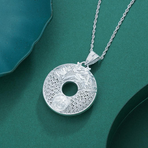 子佩集S990银【沁竹】花丝吊坠【QFDZ020】(不含链)花丝平安扣2111 商品图2