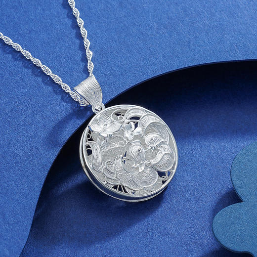 子佩集S990银【鸳鸯缕】吊坠【QFDZ015】(不含链)花丝2111 商品图2