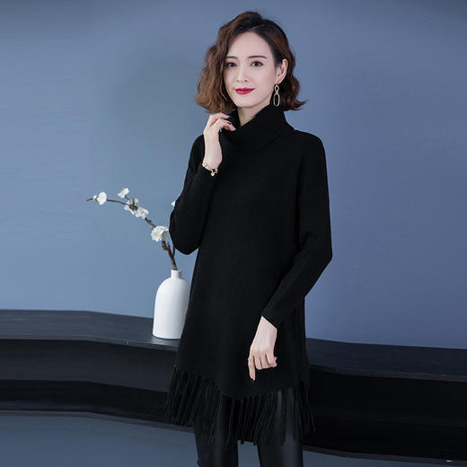 CCFS-10-20790流苏时尚洋气配大衣内搭半高领打底衫秋冬 商品图3