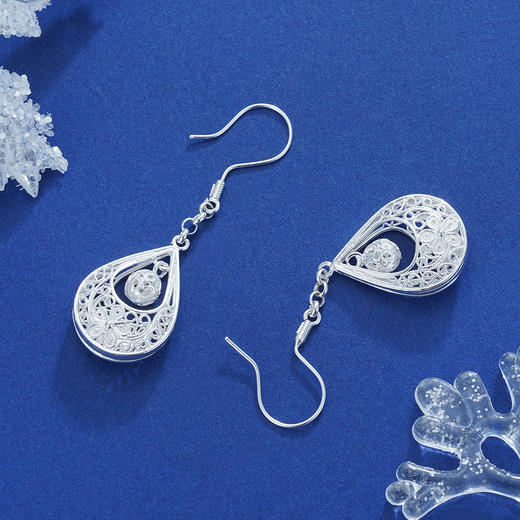 子佩集S990银【灵澈】耳环【QFES016】花丝2111 商品图3
