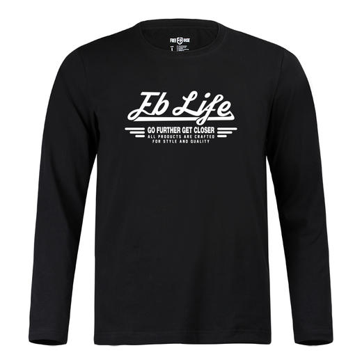 FBLIFE简约印花设计长袖T恤纯棉打底衫情侣户外休闲体恤衫 NMT-1771 商品图2