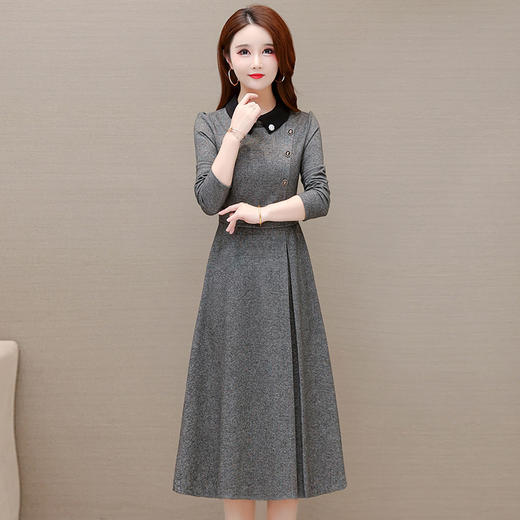 YWE  TYH215H06减龄气质加厚气质优雅长袖连衣裙 商品图3