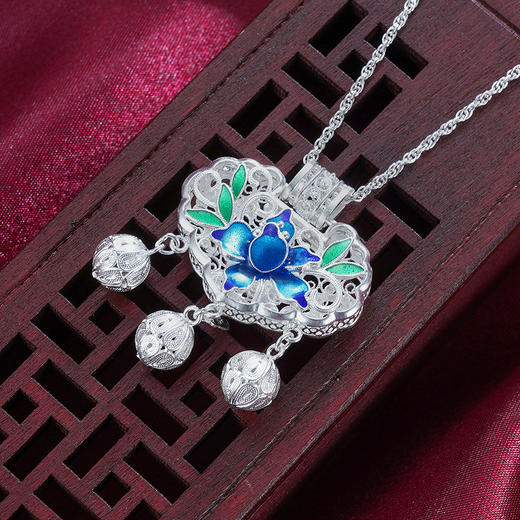 子佩集S990银【清心花锁】吊坠【QFDZ023】(不含链)花丝珐琅彩2111 商品图5