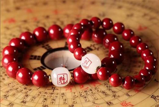 十二生肖，紫金砂羊脂白玉手珠，保真朱砂 商品图0