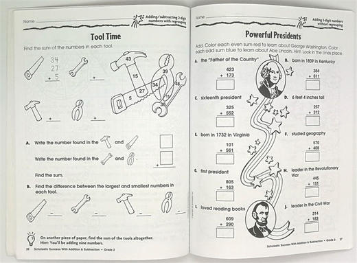 二年级学乐英语练习册4册 英文原版 Scholastic Success with Grammar Writing 语法 写作 数学 学乐成功系列家庭练习册 商品图2