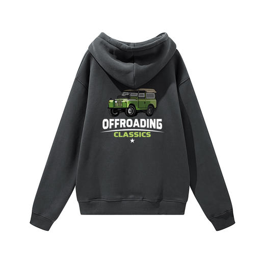 经典路虎复古车印花男士oversize大码带帽套头抓绒卫衣团队定制衫 NMT-1769 商品图5