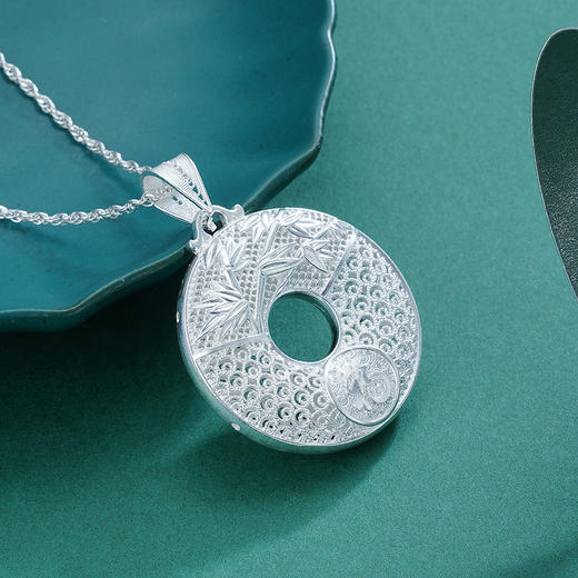 子佩集S990银【沁竹】花丝吊坠【QFDZ020】(不含链)花丝平安扣2111 商品图3