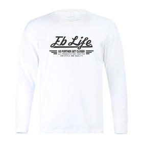 FBLIFE简约印花设计长袖T恤纯棉打底衫情侣户外休闲体恤衫 NMT-1771