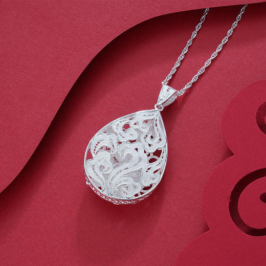 子佩集S990银【芙蝶】花丝吊坠【QFDZ026】(不含链)花丝水滴形2111 商品图2