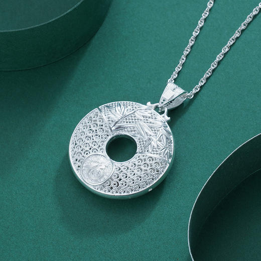 子佩集S990银【沁竹】花丝吊坠【QFDZ020】(不含链)花丝平安扣2111 商品图4