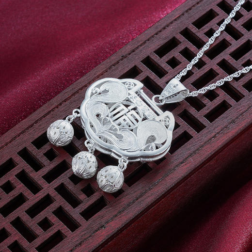 子佩集S990银【富贵花锁】吊坠【QFDZ018】(不含链)花丝2111 商品图5