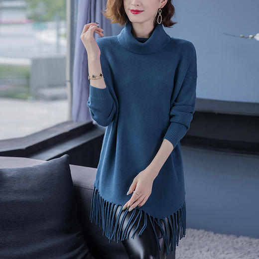 CCFS-10-20790流苏时尚洋气配大衣内搭半高领打底衫秋冬 商品图2