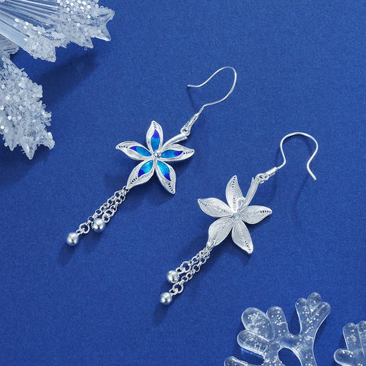 子佩集S990银【雅蕊】耳环【QFES017】花丝珐琅彩2111 商品图3