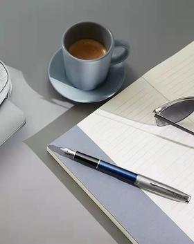 6F  PARKER 派克卓尔金属缎面蓝白夹墨水