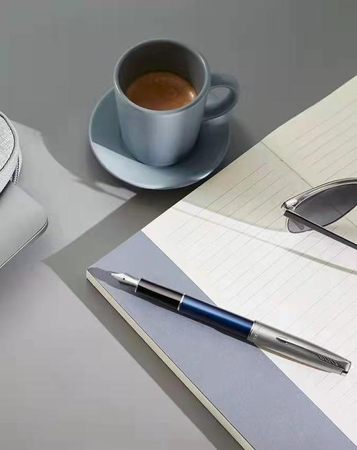 6F  PARKER 派克卓尔金属缎面蓝白夹墨水 商品图0