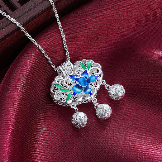 子佩集S990银【清心花锁】吊坠【QFDZ023】(不含链)花丝珐琅彩2111 商品图4
