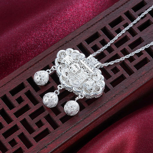 子佩集S990银【崇福锁】吊坠【QFDZ014】(不含链)花丝锁2111 商品图5