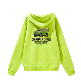 经典路虎复古车印花男士oversize大码带帽套头抓绒卫衣团队定制衫 NMT-1769