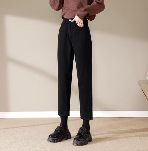 【服饰鞋包】秋冬三防米白色高腰显瘦加绒加厚哈伦牛仔裤 商品图1