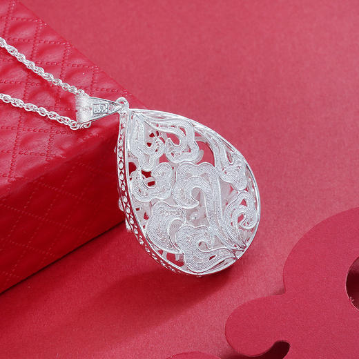 子佩集S990银【芙蝶】花丝吊坠【QFDZ026】(不含链)花丝水滴形2111 商品图4