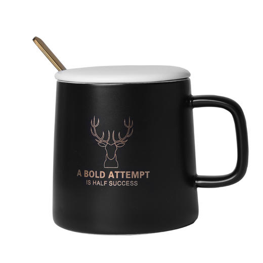 恒度马克杯鹿角杯HD-3054哑光色釉马克杯鹿角图案 实用礼品杯子 陶瓷水杯骨瓷 商品图1