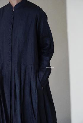 ECOLE DE CURIOSITES 抛光亚麻立领连衣裙