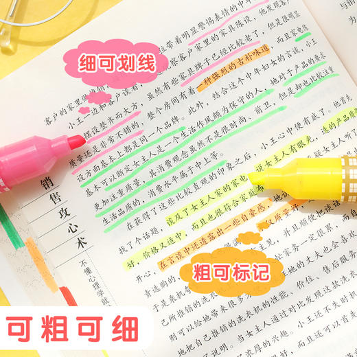 晨光荧光笔米菲FHM21003画划重点标记笔马卡龙色系儿童学生用迷你米菲香味蓝黄绿淡色系护大容量记号笔彩色 商品图4
