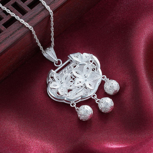 子佩集S990银【富贵花锁】吊坠【QFDZ018】(不含链)花丝2111 商品图4