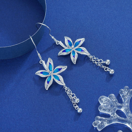 子佩集S990银【雅蕊】耳环【QFES017】花丝珐琅彩2111 商品图4