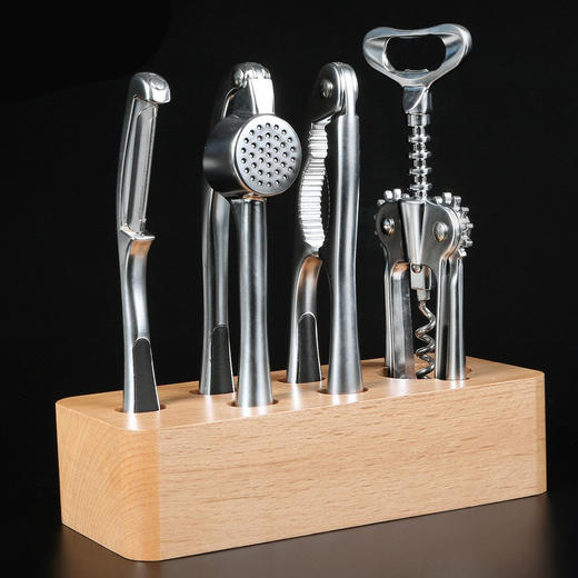 【日用百货】厨房小工具五件套装 核桃夹压蒜器红酒开瓶器削皮器 商品图2