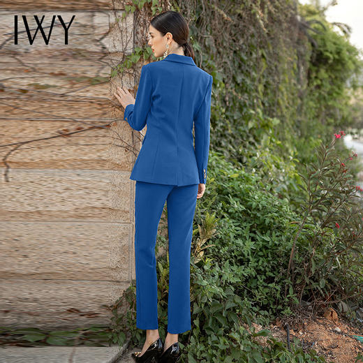 IWY/时尚通勤秋冬西服套装洋气克莱因蓝色主持人西装职业装正装女	CP1344-L 商品图3