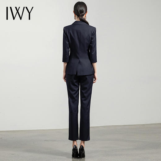 IWY/高端气质藏蓝色长袖西装套裤职业装女装通勤修身西服套装工服	CP1362 商品图3