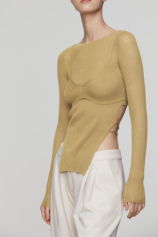 Her Senses｜时装 04-C018-SW ⽺⽑圆领系带⽑⾐  [ 黑 / 嫩黄 / 草绿 / 洋红 ] 商品图11