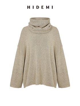 HIDEMI 卡其花纱分体围脖廓形毛衣