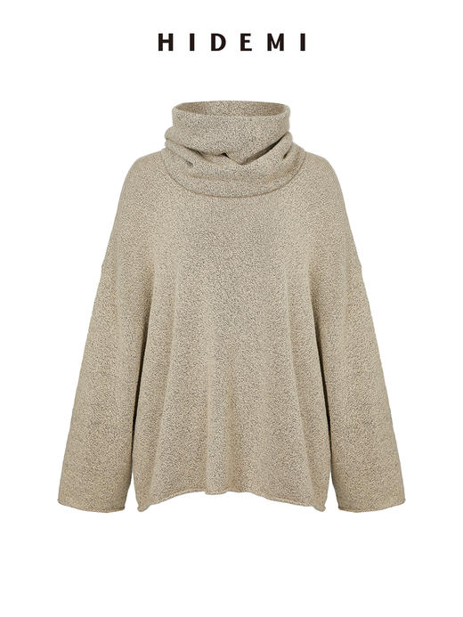 HIDEMI 卡其花纱分体围脖廓形毛衣 商品图0
