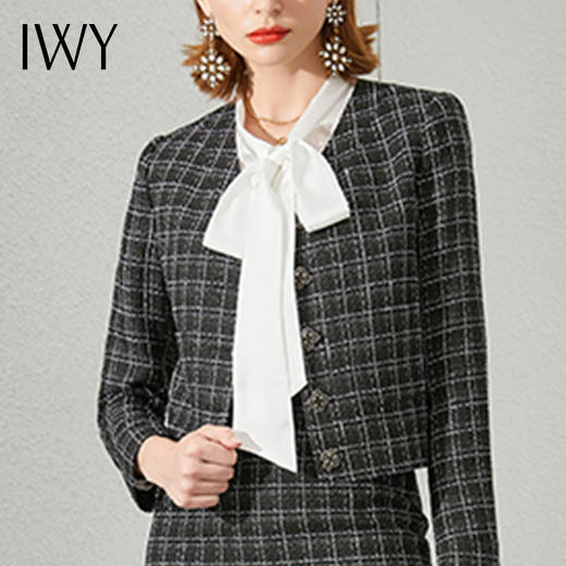 IWY/格纹西装套装裙女春秋长袖时尚名媛气质女神范总裁西服优雅OL CS1428 商品图4