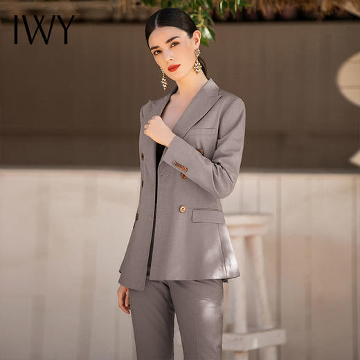 IWY/灰色西装套装裤高端商务职业装西服2021新款正装时尚工装工服	CP1340-E 商品图0