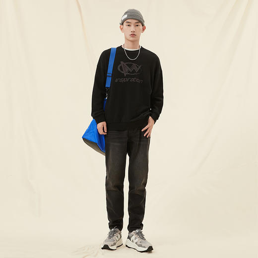 西遇长袖卫衣男新款日系字母圆领套头衫情侣装10222041 商品图1