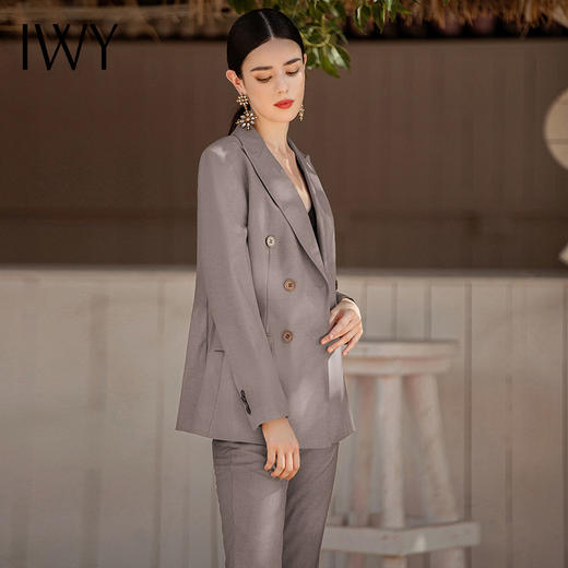 IWY/灰色西装套装裤高端商务职业装西服2021新款正装时尚工装工服	CP1340-E 商品图1