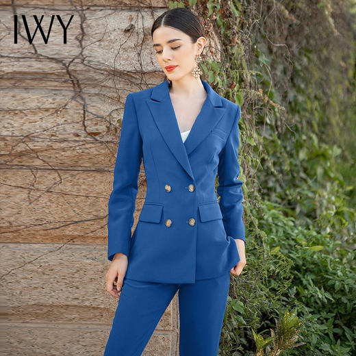 IWY/时尚通勤秋冬西服套装洋气克莱因蓝色主持人西装职业装正装女	CP1344-L 商品图1