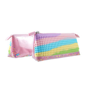 顽意超级学院笔袋WY-B012彩虹色小学生可爱高颜值ins儿童笔盒女童流沙文具盒新款